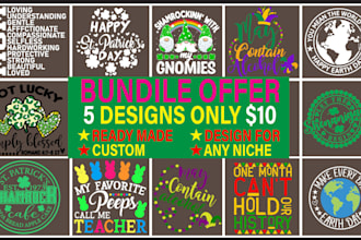 give you svg, png, pdf, dxf files t shirt designs bundle