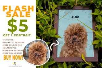 change your dog cat animal photo into vector cartoon modern