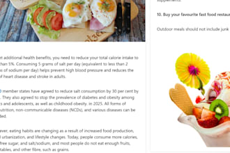 write ai SEO health blog posts and nutrition articles