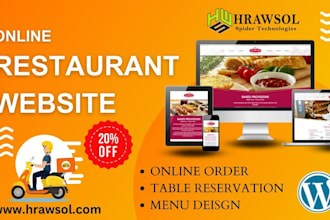 design restaurant website with online food order system delivery, pickup service