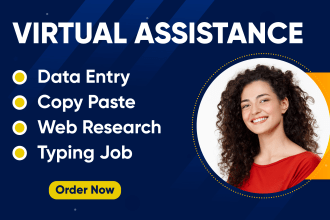 be your virtual assistant for data entry, web research, typing and copy paste