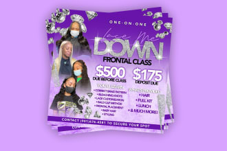 design professional hair extension classes flyer