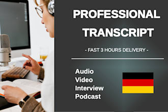 audio and video transcription, german transcript