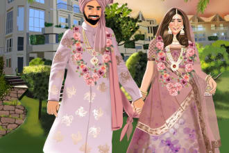 make customized wedding invitations with couple portrait