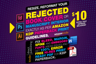 modify, format, resize, edit, fix rejected book cover for KDP