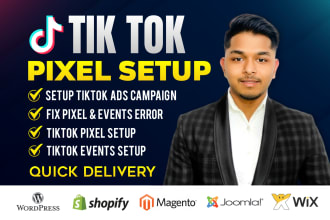 setup tiktok pixel, events, tiktok ads for shopify, wordpress, snapchat