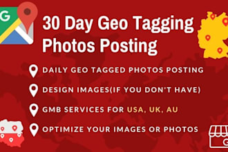 do 30 day content gmb posting with geotag photos for gmb local business