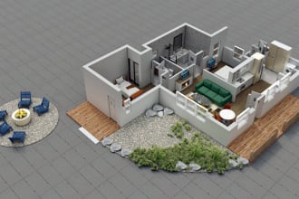 convert 2d floor plan to 3d floor plan within 24 hours