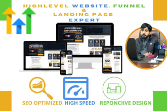 build go high level website, funnel  and landing page in gohighlevel