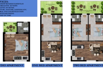 do 2d floor plan rendering, and site plans in photoshop
