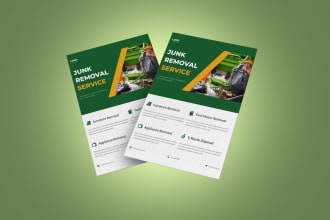 design flyers for junk removal, air conditioning repair service, and coffee shop