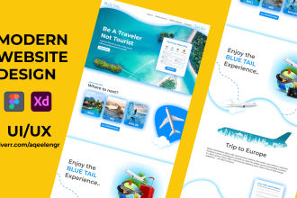 design modern website, web template in figma, adobe xd