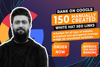 150 manual white hat SEO backlinks for  google ranking