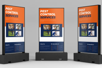 design rollup, flyers, for pest control, website design, and IT services