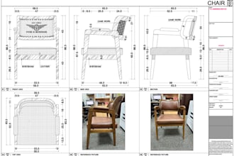 do custom furniture design and detailed furniture technical drawings