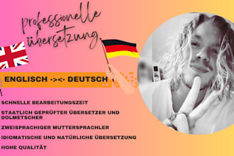 professionelle Übersetzung englisch nach deutsch von muttersprachler