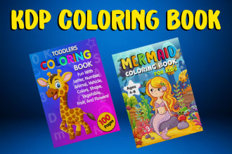 create kids and adults coloring book cover for amazon KDP