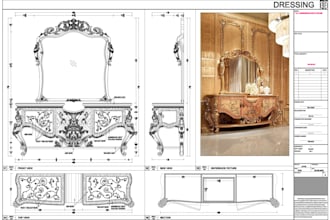 do classic furniture design and detailed furniture  drawing
