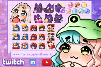 draw cute chibi custom twitch emotes or sub badges