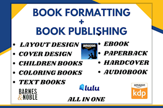 format and publish books for amazon KDP or kindle direct publishing