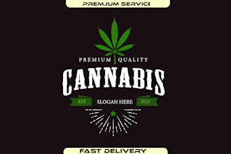 do premium quality modern weed cannabis or marijuana logo design