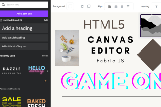 expert HTML5 canvas editor using fabric js konvajs reactjs and nodejs