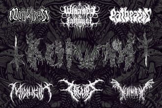 make black, slam, death metal logo for your band or brand