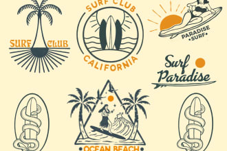 create surf, motorcycle vintage graphic design for tshirt and logo