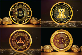 design crypto coin cryptocurrency bitcoin token 3d nft technology badge logo