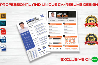 provide professional and unique CV, resume, and cover letter design