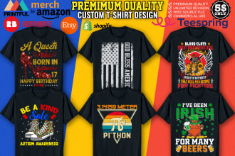 make bulk tshirt designs for merch by amazon,etsy and pod