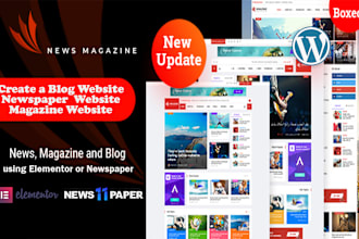 create blog website, newspaper website, magazine website by elementor