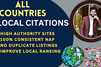do 100 local citations 150 profile backlinks for all country