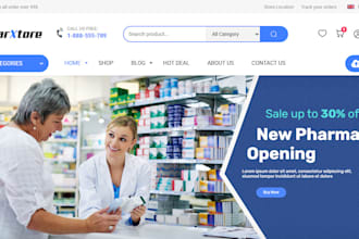 create a stunning pharmacy website, medical store, dental website