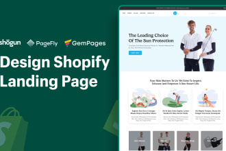 design shopify landing page  using shogun,pagefly,gempages