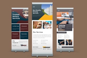 design rollup banners for notary service, fence service, and tailoring service