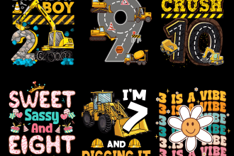 create birthday tshirt designs for kids boy girl to print on demand