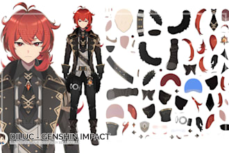 draw your character for live2d only PSD
