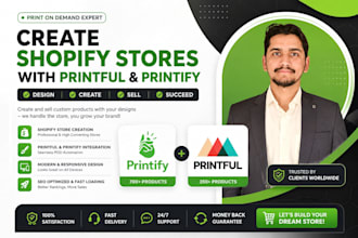 build shopify pod clothing store with printful, printify