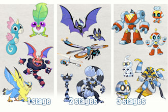 draw custom fakemon and evolutionary lines