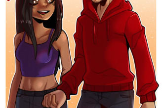 draw cute or romantic couple art of your characters