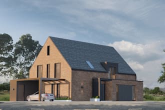 design house exterior and interior in 3d