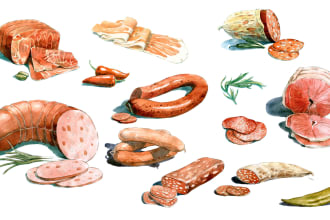 make digital watercolor for menu or website