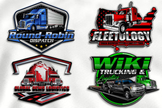 design any logistics transport cargo trucking business logo