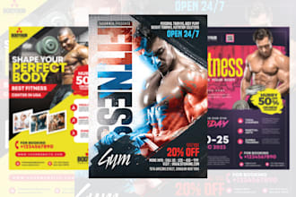 gym flyer, fitness flyer, gym poster, and fitness banner design