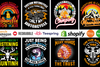 do bulk t shirt design for merch by amazon and printful