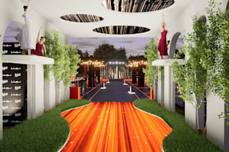 design a 3d event stage with photorealistic renders