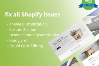 fix, edit, customization your shopify store