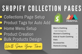 create shopify store collection pages tags navigation menu