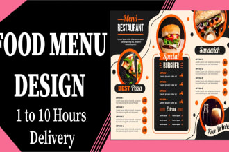 design an attractive menu board, food menu and restaurant menu